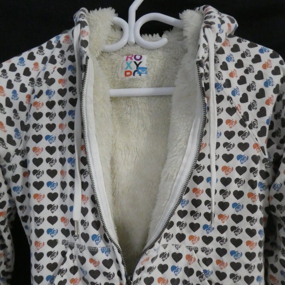 Y2K - Vintage - Roxy | medium | Heart & Logo Patterned  Zip-Up Hoodie - Picture 6 of 16